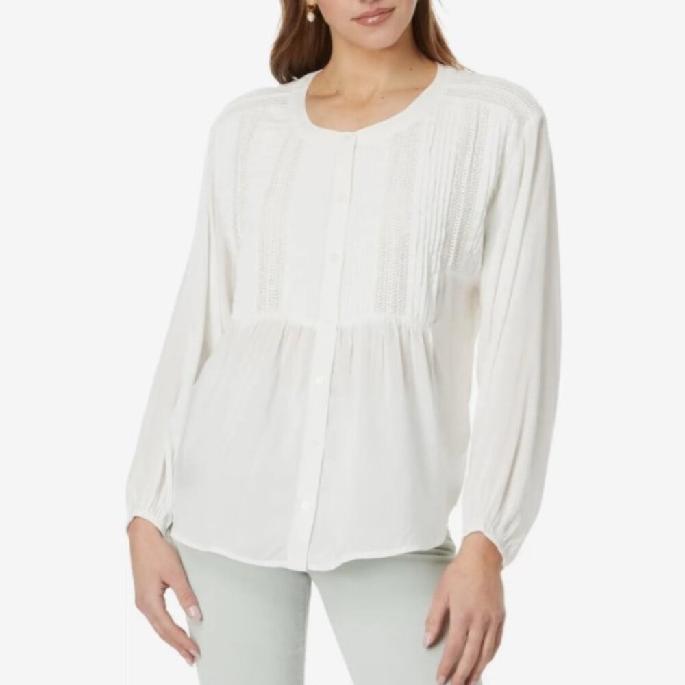 Lucky  Brand, Textured Pin Tuck Women's Long-Sleeved M Blouse